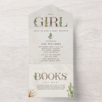 Cactus Floral Book Request Baby Shower All In One
