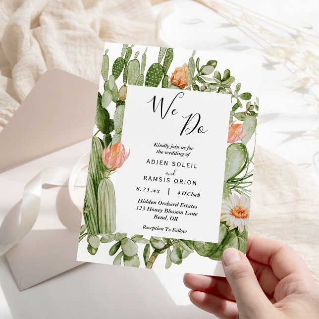 Cactus Floral Desert We Do Wedding Invitation (Creator Uploaded)