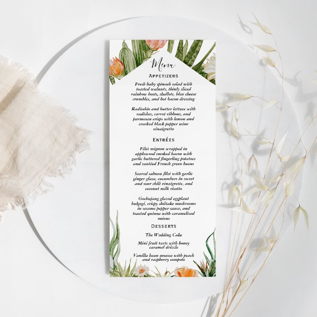 Cactus Floral Desert Wedding Flat Menu (Creator Uploaded)