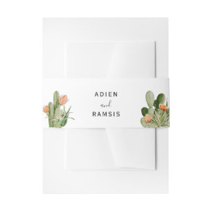 Cactus Floral Desert Wedding Invitation Belly Band