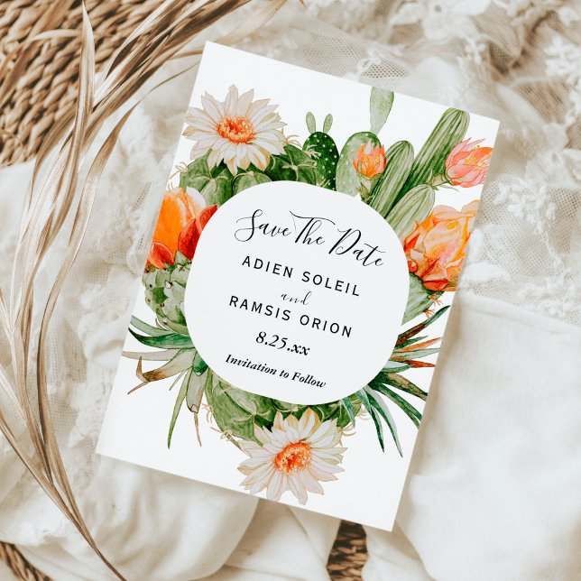 Cactus Floral Desert Wedding Save The Date (Creator Uploaded)