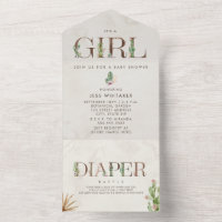 Cactus Floral Diaper Raffle Girl Baby Shower