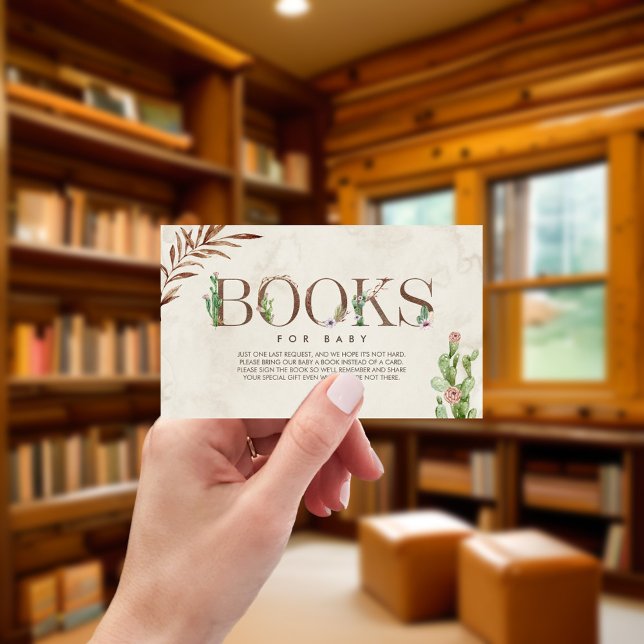 Cactus Floral Girl Baby Shower Book Request Enclosure Card (Creator Uploaded)