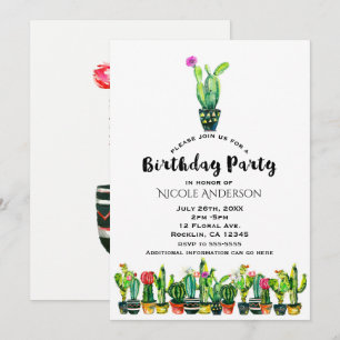 Cactus Floral Rustic Southwestern Birthday Party Invitation