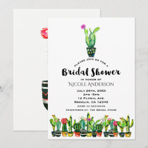 Cactus Floral Rustic Southwestern Bridal Shower Invitation