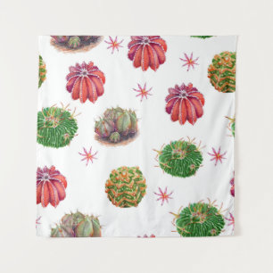 Cactus Floral: Watercolor Background Tapestry