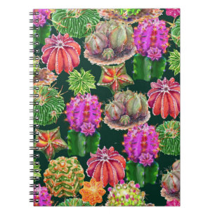 Cactus Floral Watercolor Seamless Pattern Notebook