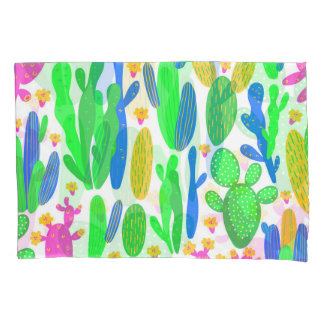 Cactus Floral White Background Vintage Pillowcase