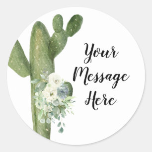 Cactus Floral Your Message Here Sticker