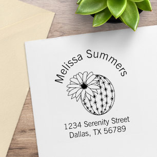 Cactus Flower Arch Address Rubber Stamp