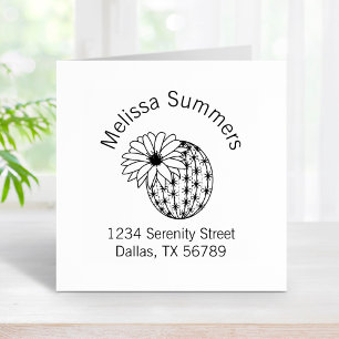 Cactus Flower Arch Address Rubber Stamp