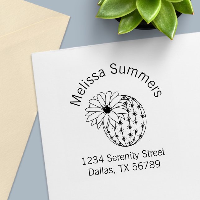 Cactus Flower Arch Address Self-inking Stamp (Creator Uploaded)