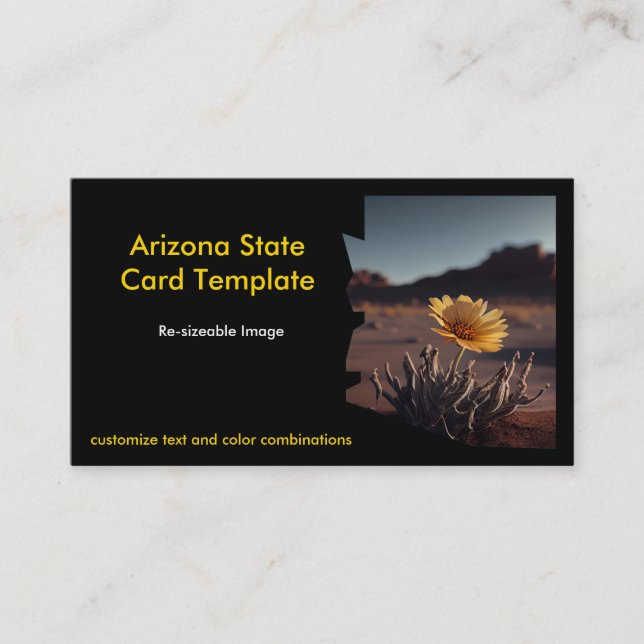 Cactus Flower Arizona Map State Business Card (Front)