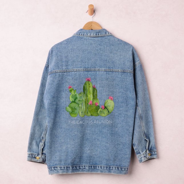 Cactus Flower Art Southwest Desert Event Fun Denim Jacket (Hangar)