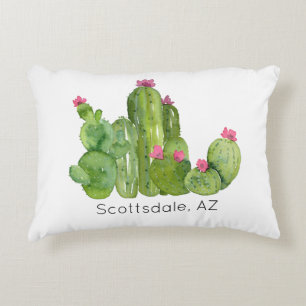Cactus Flower Desert Watercolor Art LOCATION Fun Decorative Cushion