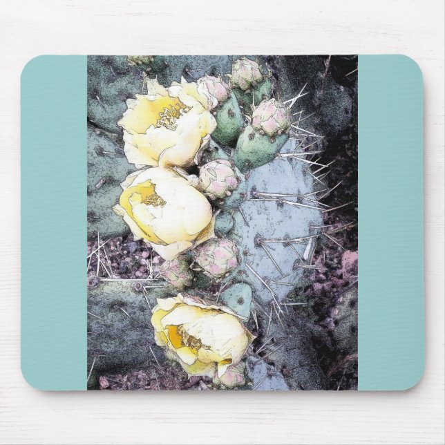 Cactus Flower Digital Ink Mouse Pad (Front)