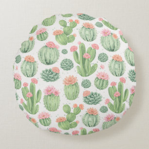 Cactus Flower Garden Round Cushion