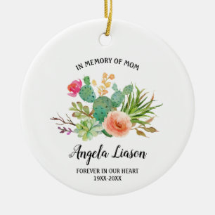 Cactus Flower In Memory of Mum Christmas Ceramic Tree Decoration