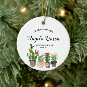 Cactus Flower In Memory of Mum Christmas Ceramic Tree Decoration