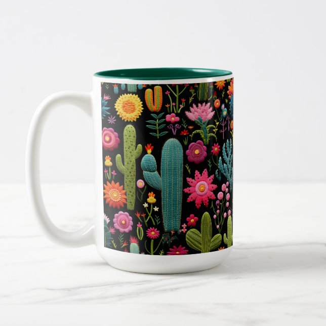 Cactus Flower Two-Tone Coffee Mug (Left)