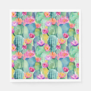 Cactus Flower Watercolor Art Desert Colourful Fun Napkin