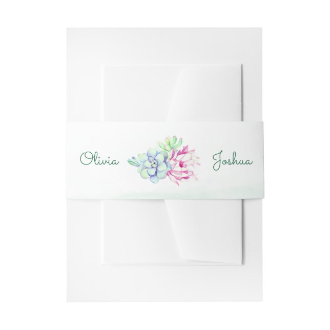 Cactus Flower Wedding Belly Bands Invitation Belly Band (Front Example)