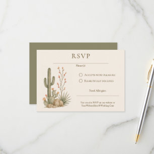 Cactus Flowers Desert Floral Wedding RSVP Card