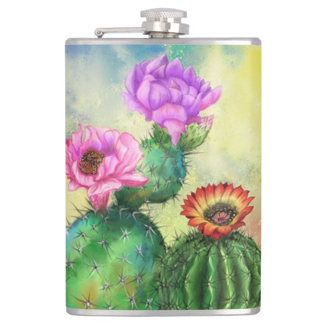 Cactus Flowers Flask (Front)