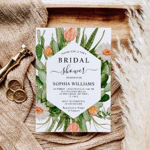 Cactus Flowers Frame Bridal Shower Invitation