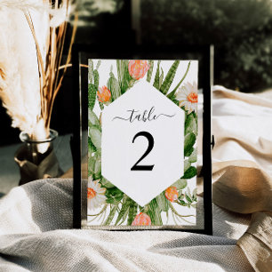 Cactus Flowers Frame Table 2 Wedding Table Number