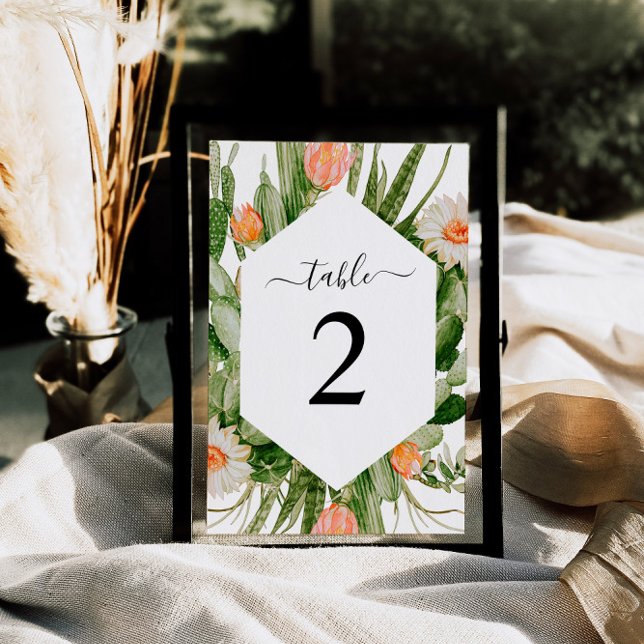Cactus Flowers Frame Table 2 Wedding Table Number (Creator Uploaded)