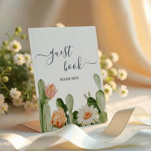 Cactus Flowers Greenery Shower Guest Book Sign