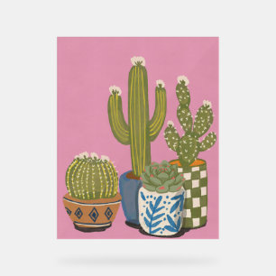 Cactus Flowers Pink Acrylic Sign
