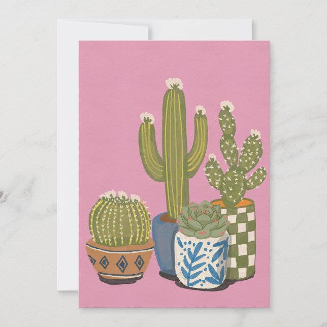 Cactus Flowers Pink Invitation (Front)