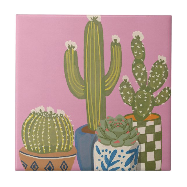 Cactus Flowers Pink Tile (Front)