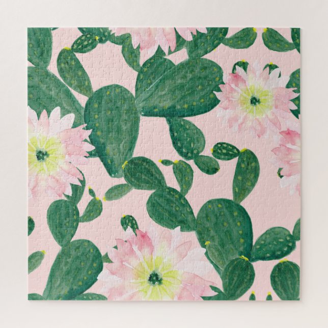 Cactus Flowers: Watercolor Painting Jigsaw Puzzle (Vertical)