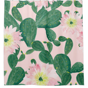 Cactus Flowers: Watercolor Painting Shower Curtain