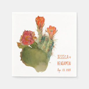 Cactus Flowers Wedding Botanical Watercolor Floral Napkin