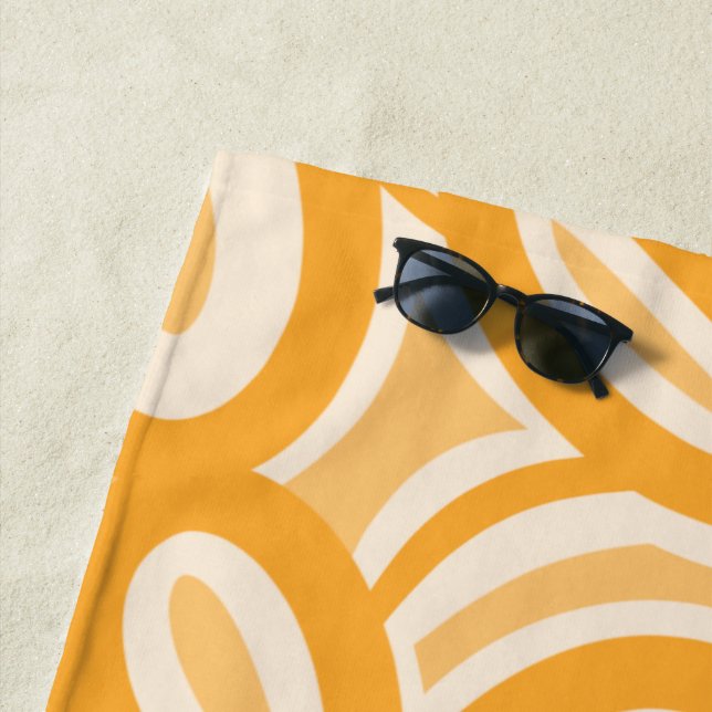 Cactus Garden Abstract Pattern in Mustard Orange Beach Towel (In Situ)