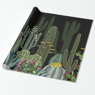Cactus Garden at Night Wrapping Paper