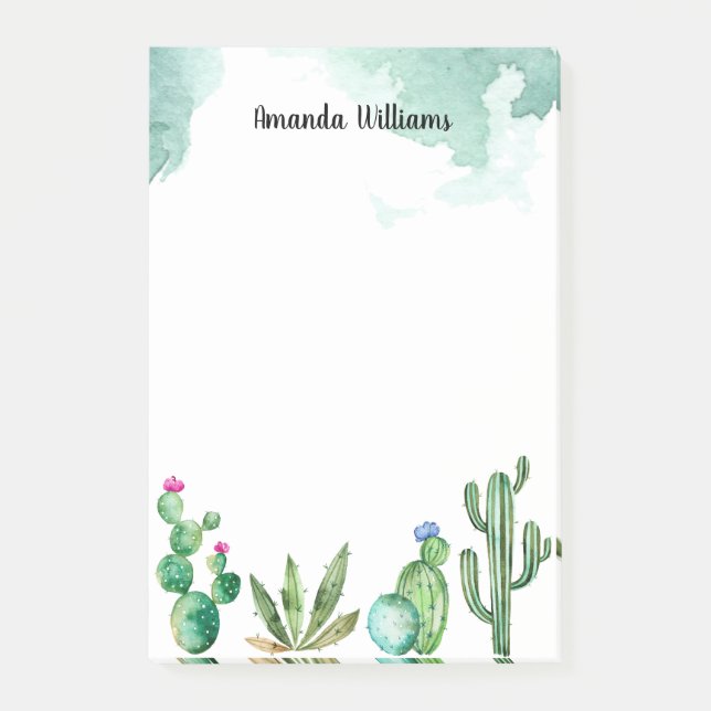 Cactus Garden Personalised Monogram Post-it Notes (Front)