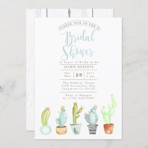 Cactus Garden Watercolor Bridal Shower Invite