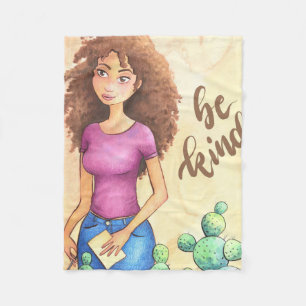 Cactus Girl Be Kind Fleece Blanket
