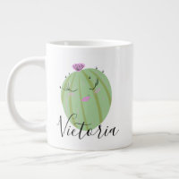 Cactus Girly Doodle Name Giant Coffee Mug