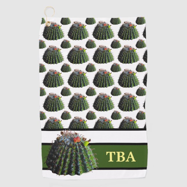 Cactus Golf Towel - Personalised Monogram (Front)
