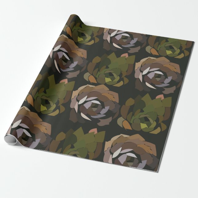 Cactus Green Botanical Cactus Wrapping Paper (Unrolled)