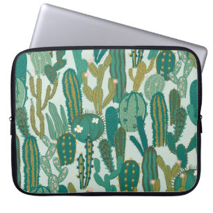 Cactus Green Repeated Vintage Texture Laptop Sleeve