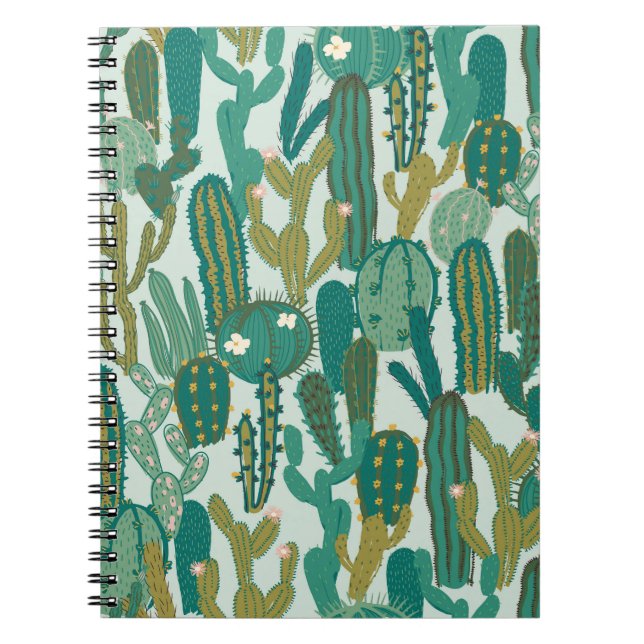 Cactus Green Repeated Vintage Texture Notebook (Front)
