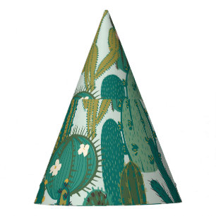 Cactus Green Repeated Vintage Texture Party Hat