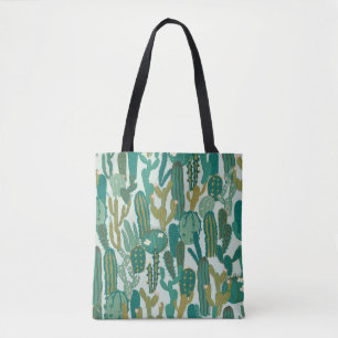 Cactus Green Repeated Vintage Texture Tote Bag